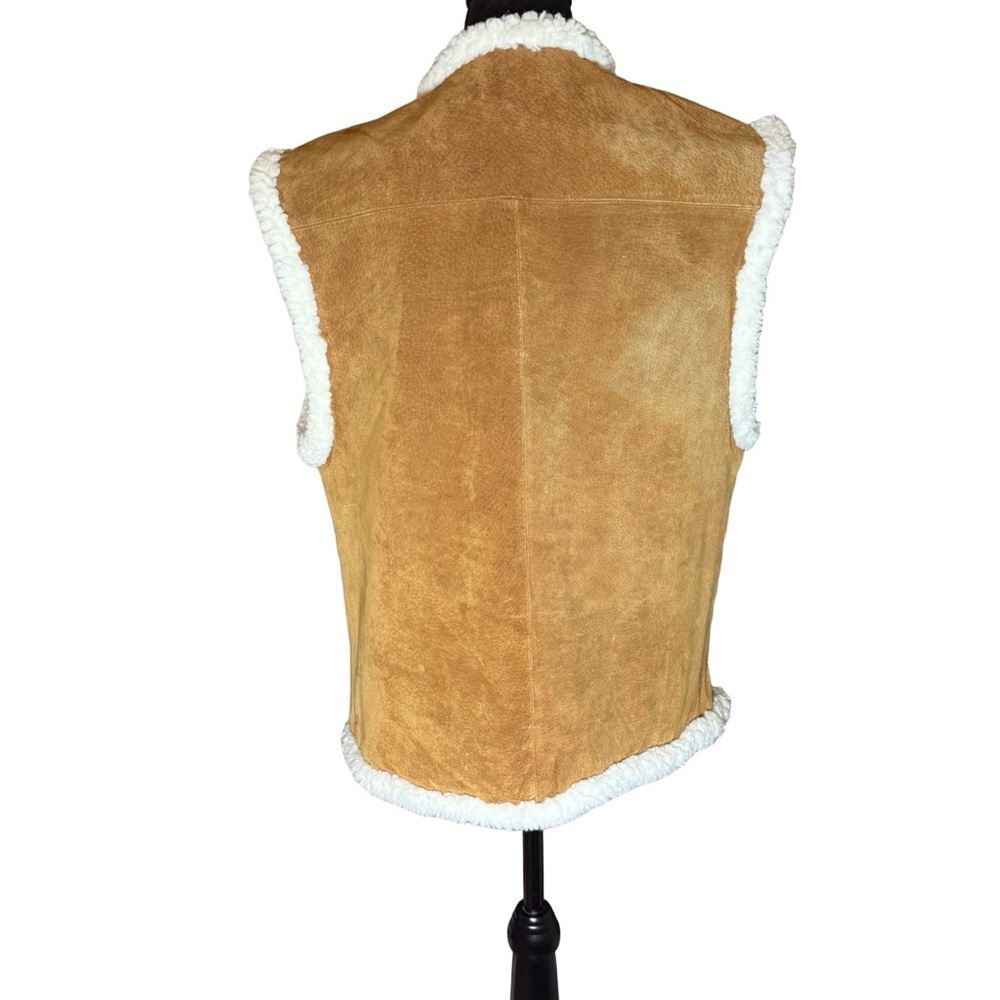 Clean Lines Suede Faux Shearling Vest Brown L Classic - Picture 3 of 10